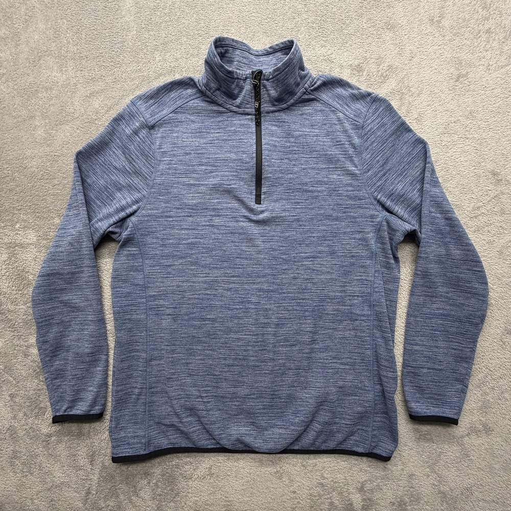 Avalanche Sweater Medium Blue Mock Neck 1/4 Zip‎ Pullover Stretch Knit